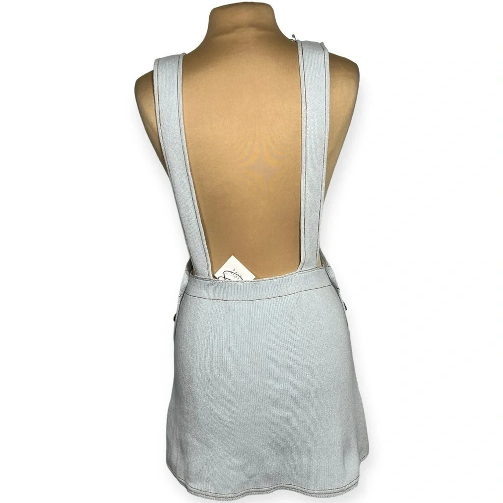 Zara Light Blue Knit Jumper Overall Mini Dress Size Small NWT - Picture 6 of 7